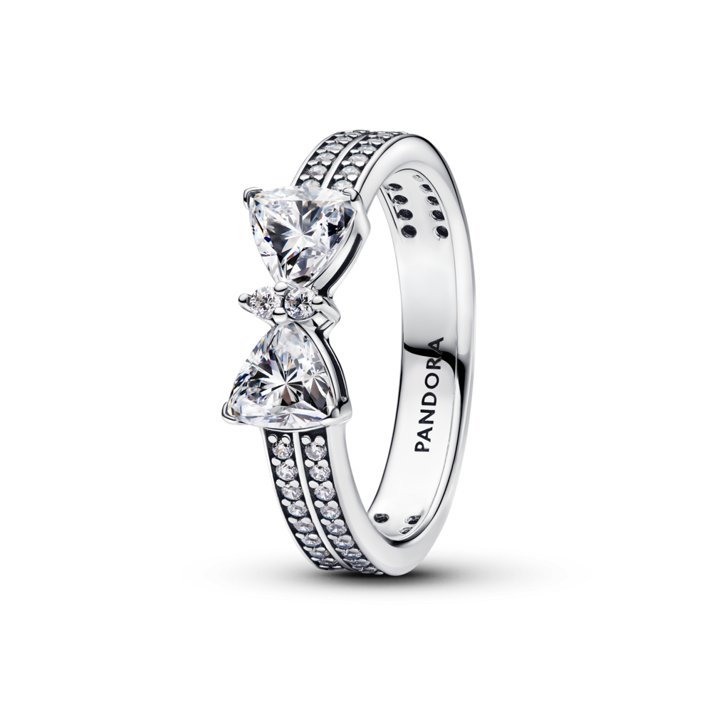 Anillo Pandora Doble Banda Lazo Brillante 193552C01