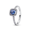 Anillo Pandora Halo Azul Cuadrado Brillante
