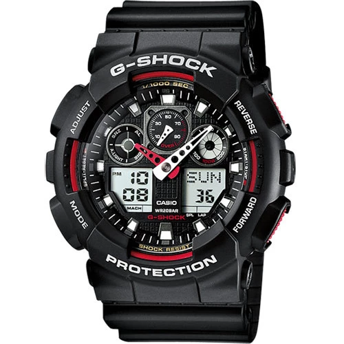Reloj Casio G-Shock Negro con Detalles Rojos GA-100-1A4ER