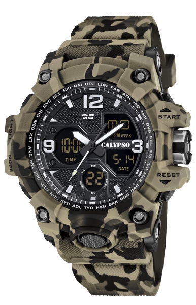 Reloj Calypso Hombre X-Trem Camuflaje Caucho Marrón K5855/1