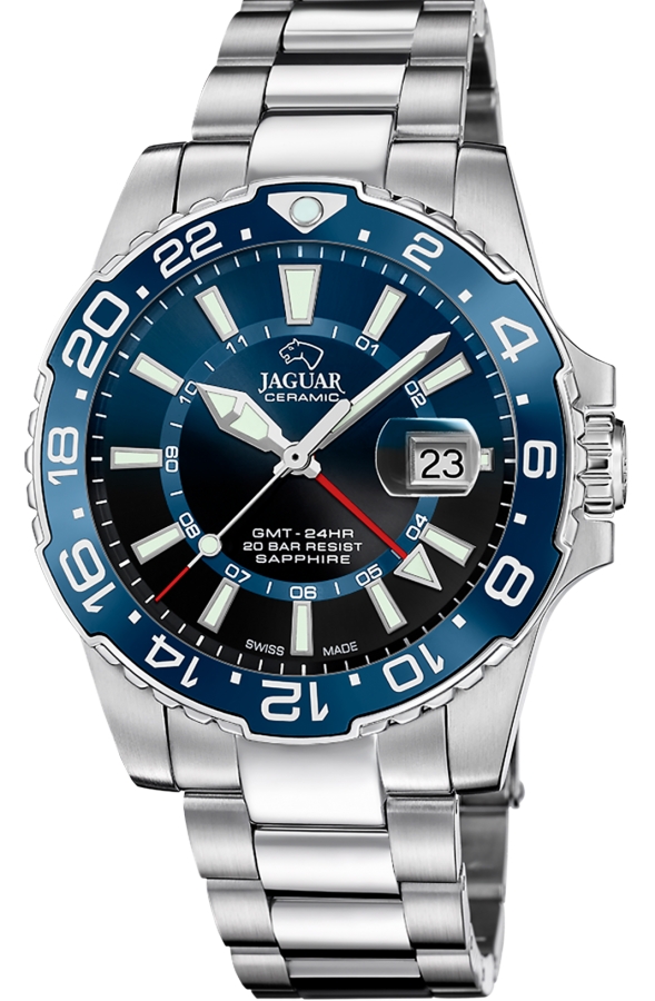 RELOJ SUIZO JAGUAR CERMIC GMT AZUL PARA HOMBRE