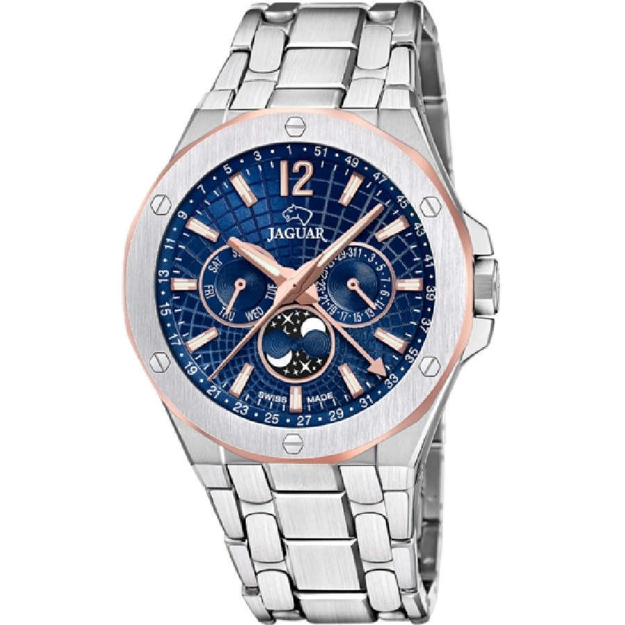 Reloj Jaguar Hombre Swiss Made Multifunción Acero Esfera Azul J1039/2
