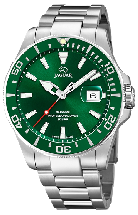 Reloj Jaguar Suizo Hombre Pro Diver Analógico Verde Acero J860/B