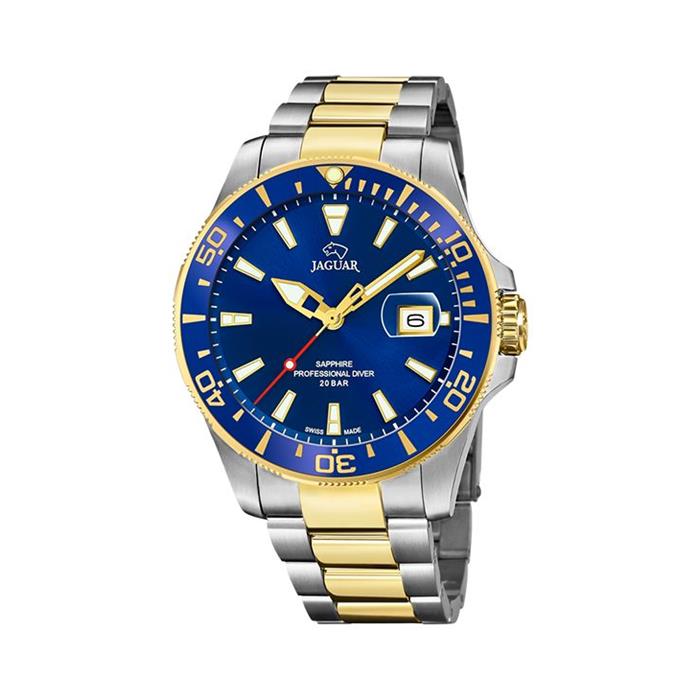 Reloj Jaguar Suizo Hombre Pro Diver Analógico Azul Acero Bicolor J863/C