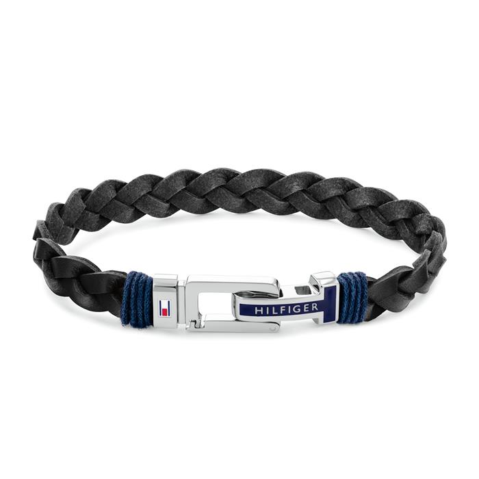 Pulsera Tommy Hilfiger Hombre Cuero Negro