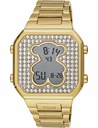 Reloj Tous digital con brazalete de acero IP dorado y circonitas D-Bear