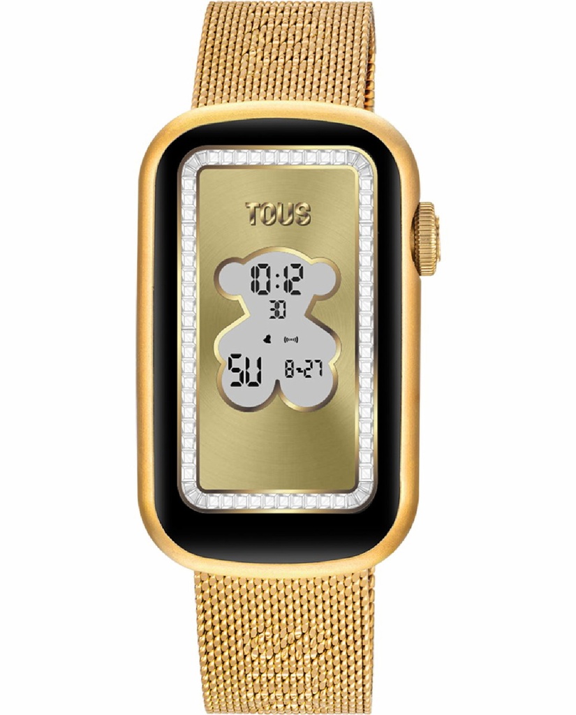 Reloj Tous Smartwatch T-Band Mesh con brazalete de acero IP dorado y caja de aluminio IP dorado