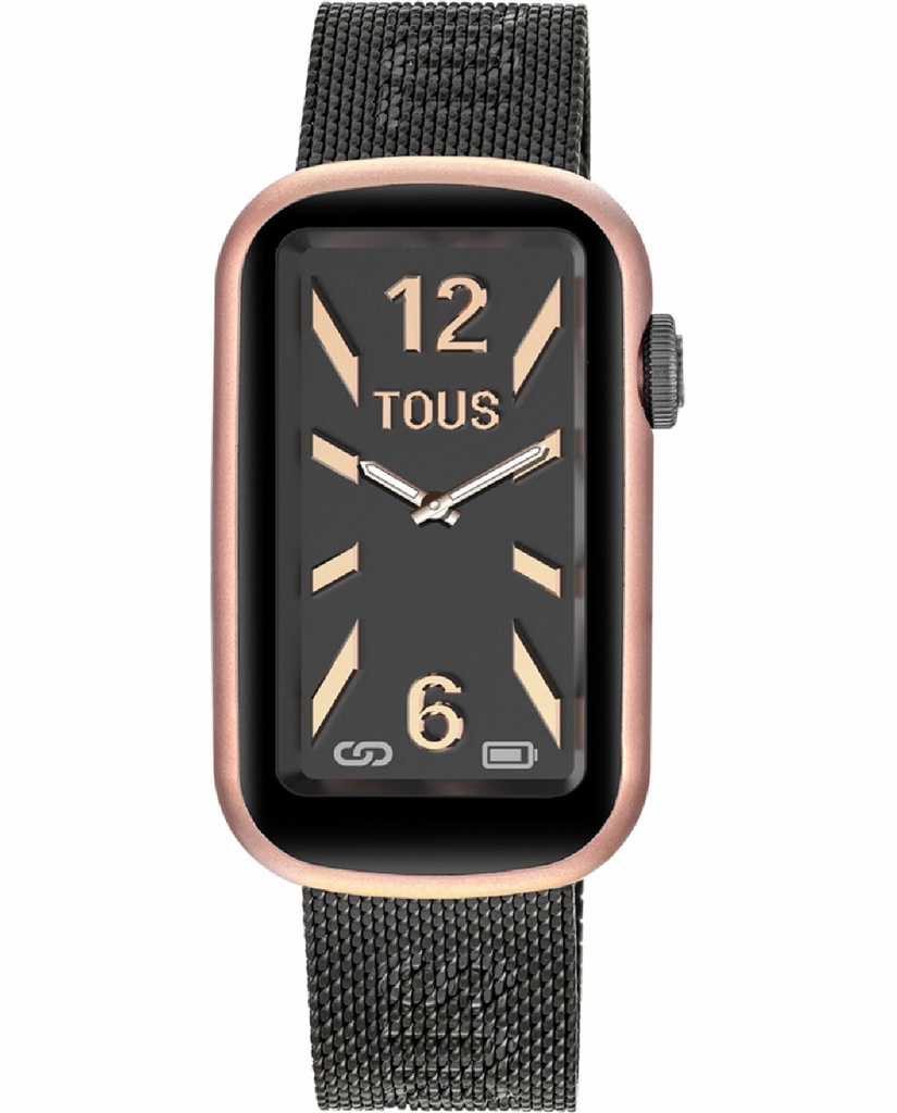 Reloj Tous Smartwatch T-Band Mesh con brazalete de acero IP gris y caja de aluminio IP rosado