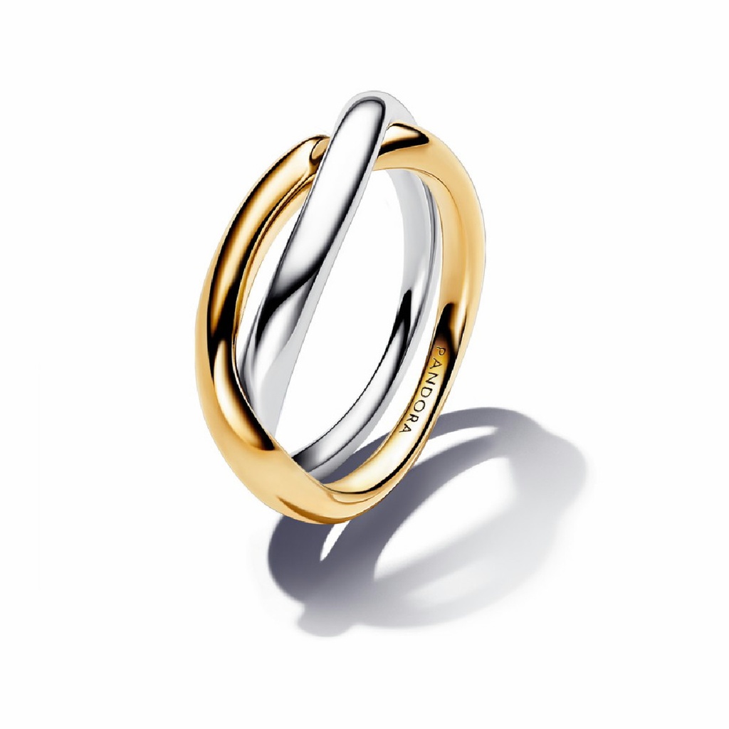 Anillo Pandora Bandas Entrelazadas en Dos Tonos