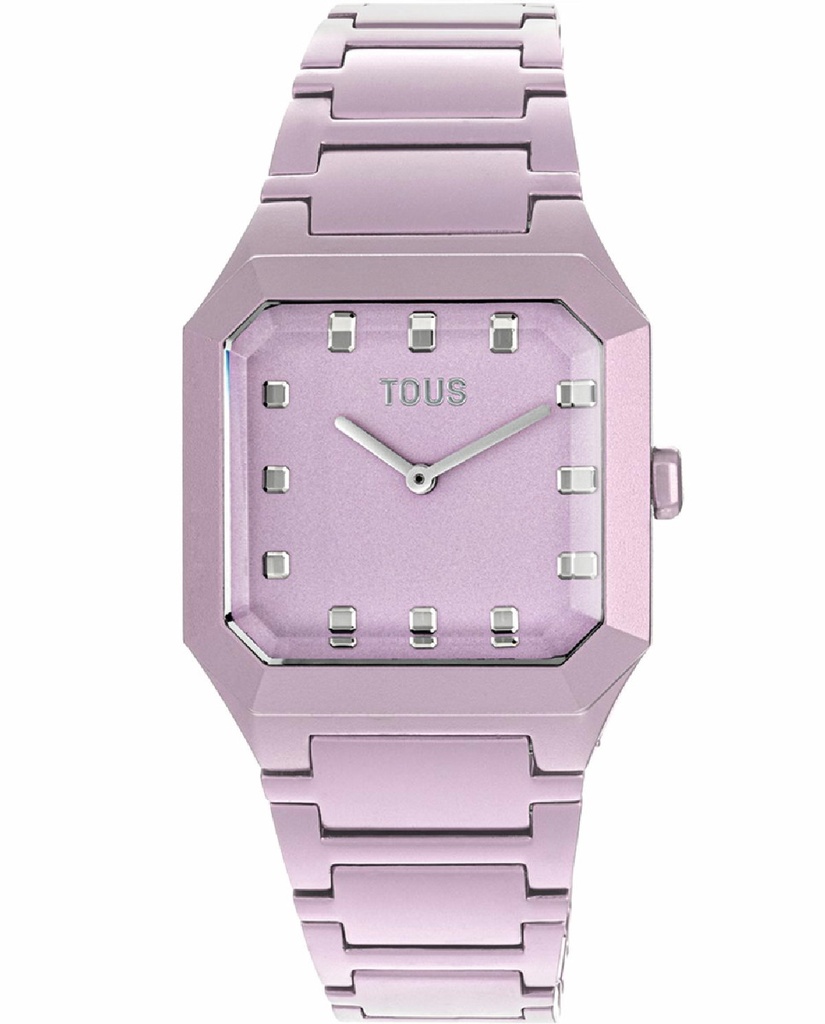 Reloj Tous Karat Squared analógico Mujer con brazalete de aluminio rosa