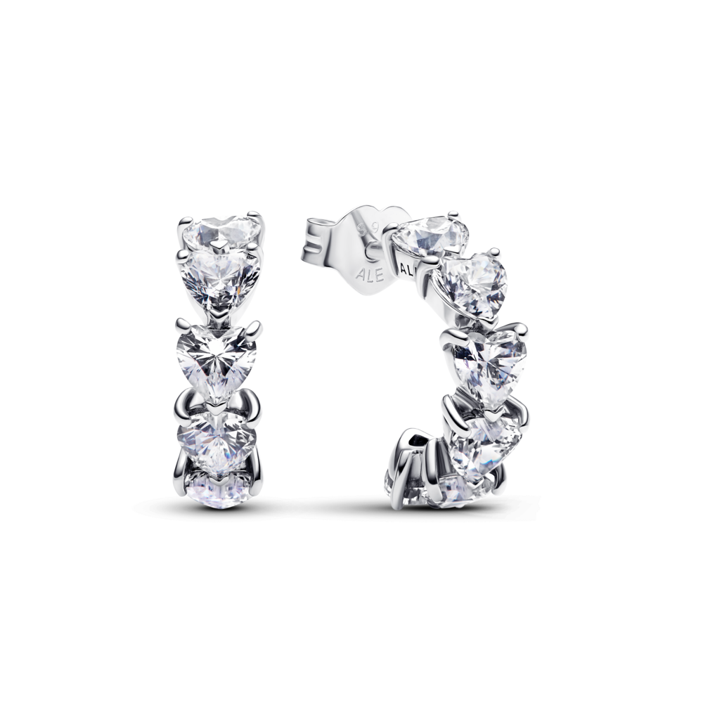 Pendientes Pandora de Aro Corazones Brillantes