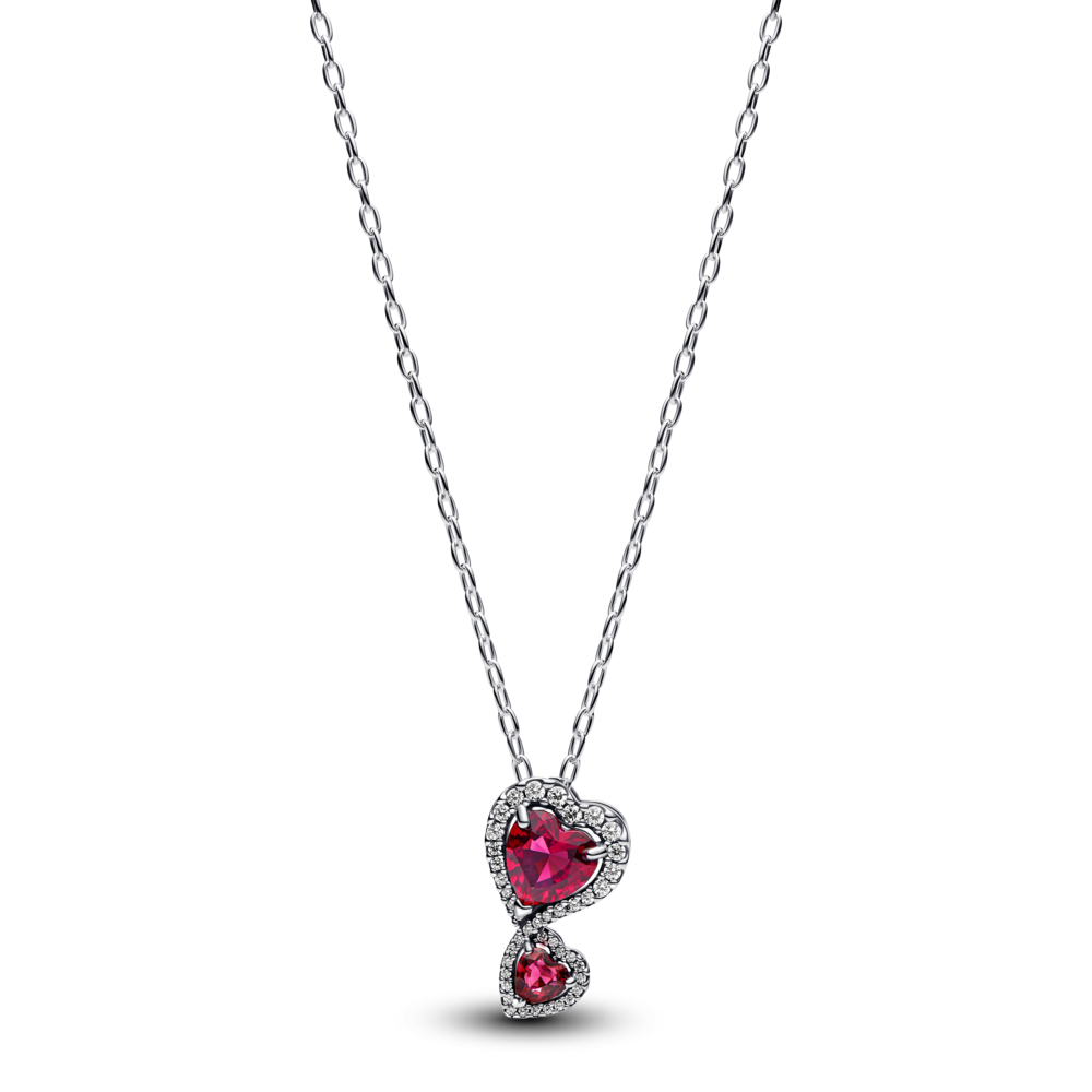 Collar Pandora Halo Rojo Corazones
