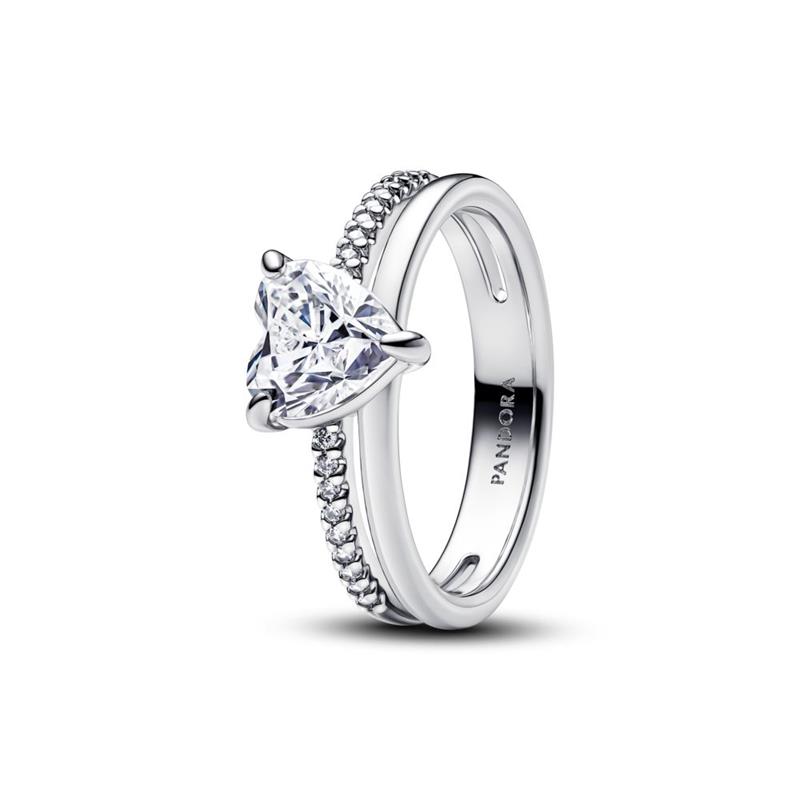 Anillo Pandora Corazón Doble Banda