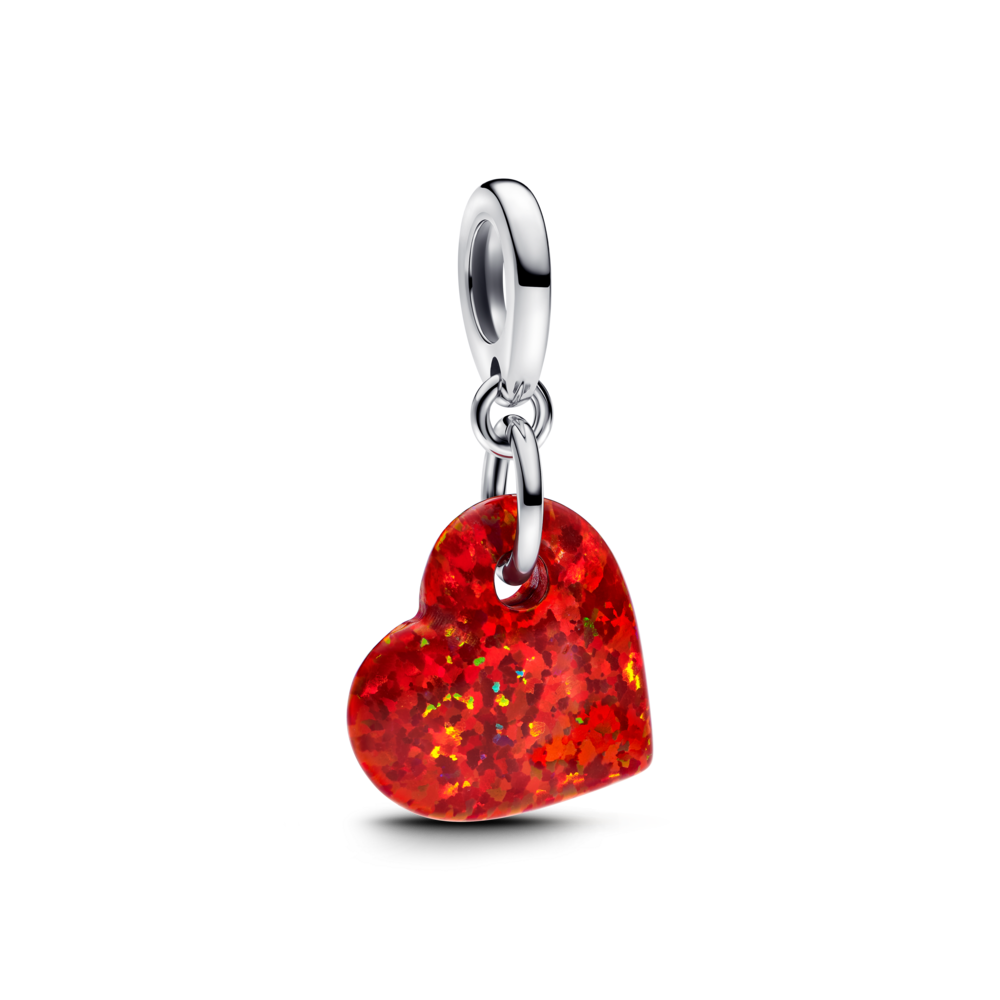 Charm Pandora Colgante Corazón Rojo Opalescente