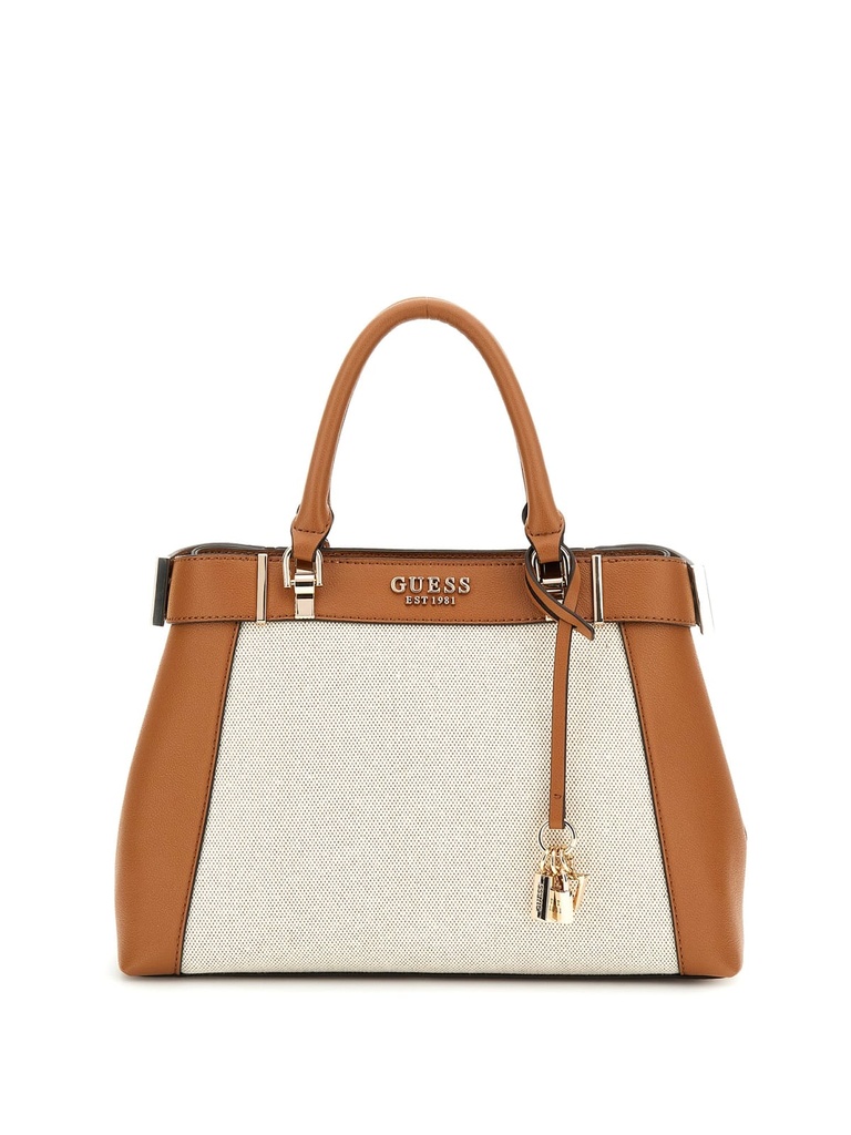 Bolso Guess Anadela 3 Compartimentos Satchel Coñac Natural