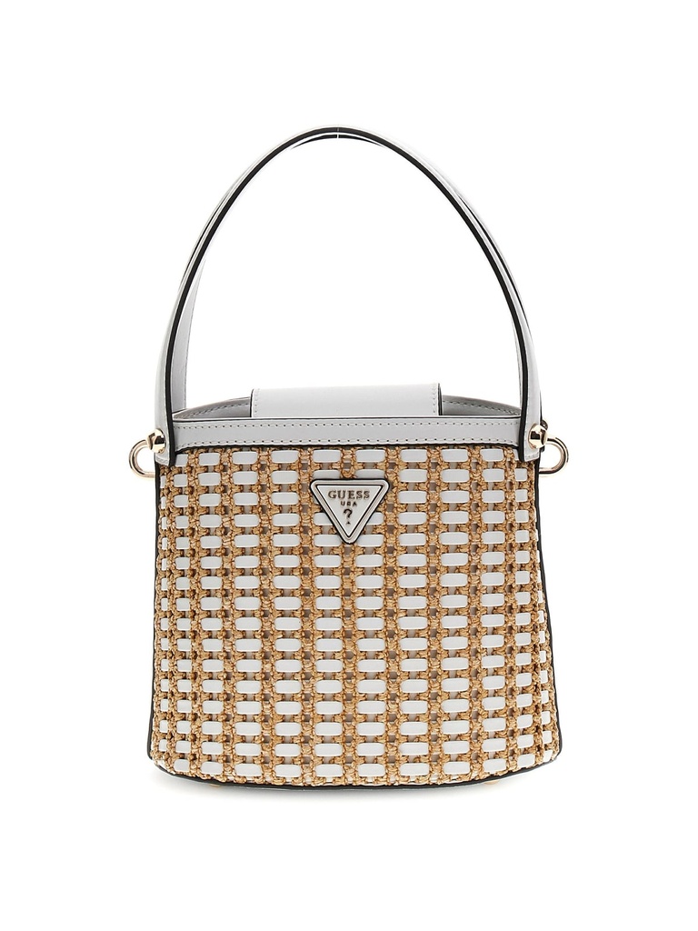 Bolso Guess Atalia Mujer Crossbody Rafia y Piel Blanca WG964703-NTWHITE