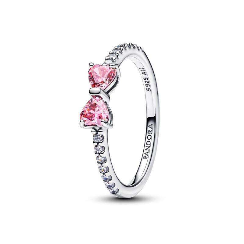 Anillo Pandora Lazo Rosa Brillante 