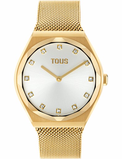 Reloj Tous Mujer Karat Round Mesh Acero IPG Dorado Esterilla Esfera Blanca 3000139800