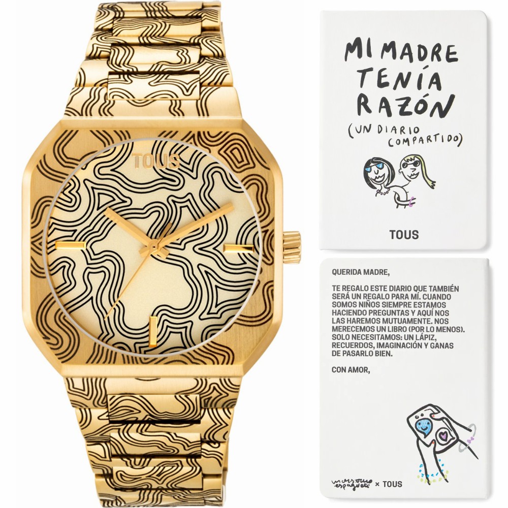 Reloj Tous Mujer Lit Kaos Osos Acero IPG Dorado Brazalete 3000140000