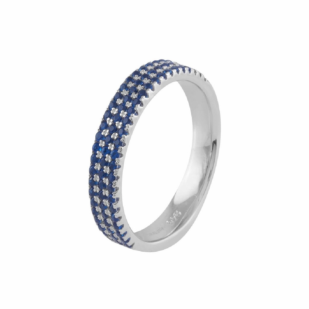 Anillo Itemporality Serena Plata y Circonitas Azules Triple