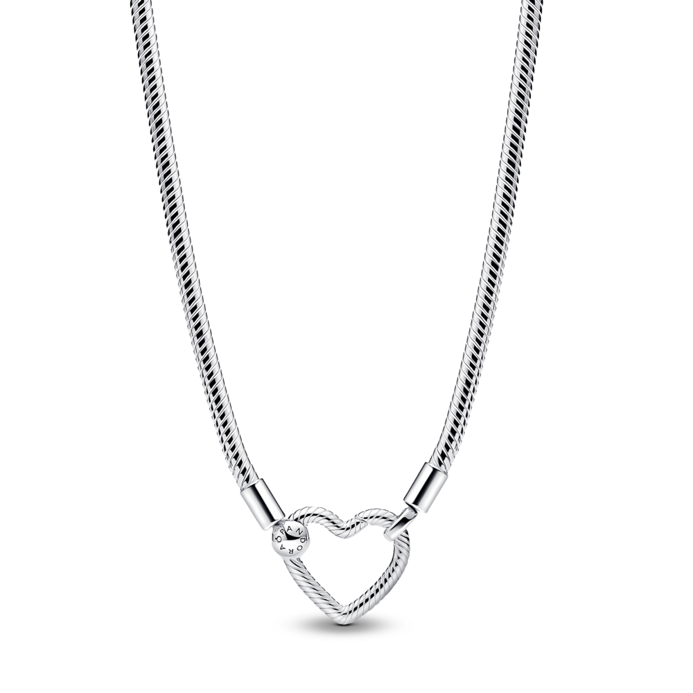 Collar Pandora Cadena de Serpiente con Cierre de Corazón
