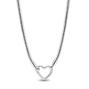 Collar Pandora Cadena de Serpiente con Cierre de Corazón