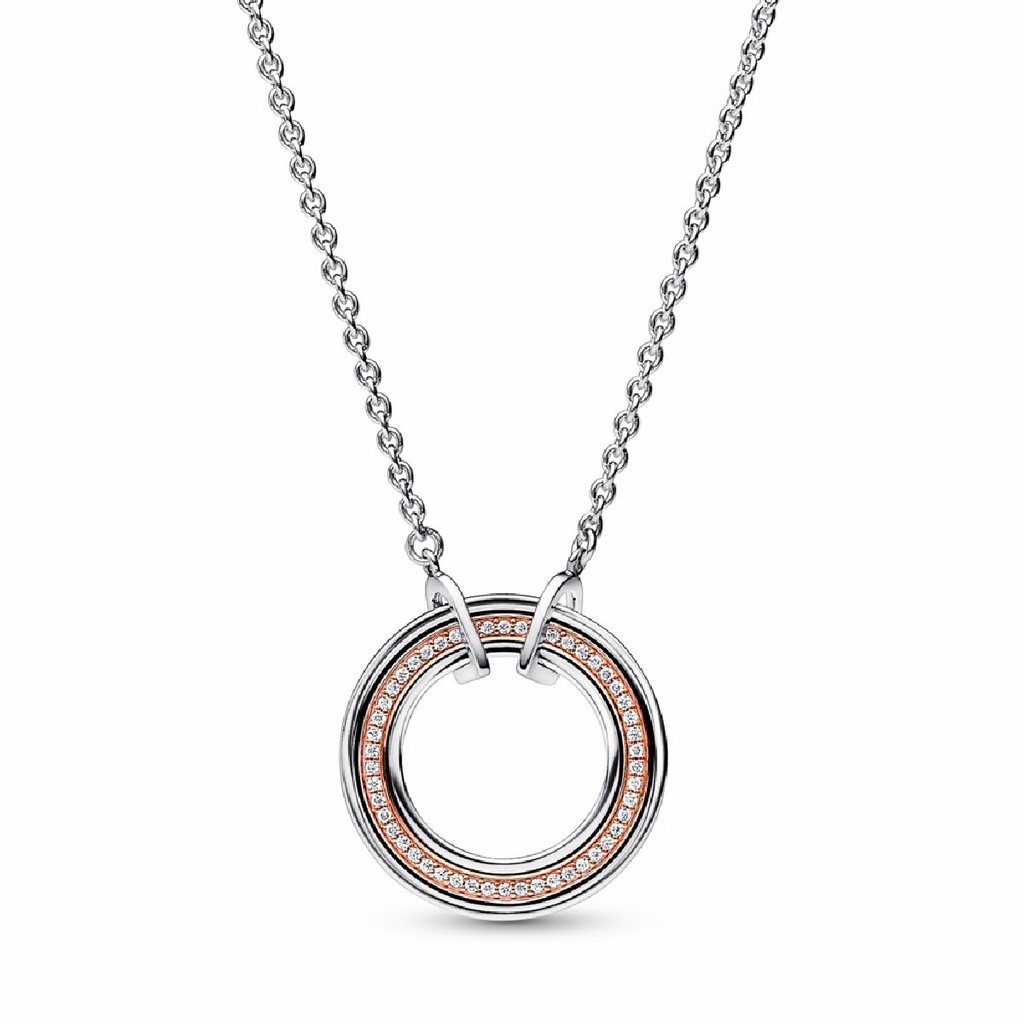 Collar Pandora Logo y Pavé Dos Tonos