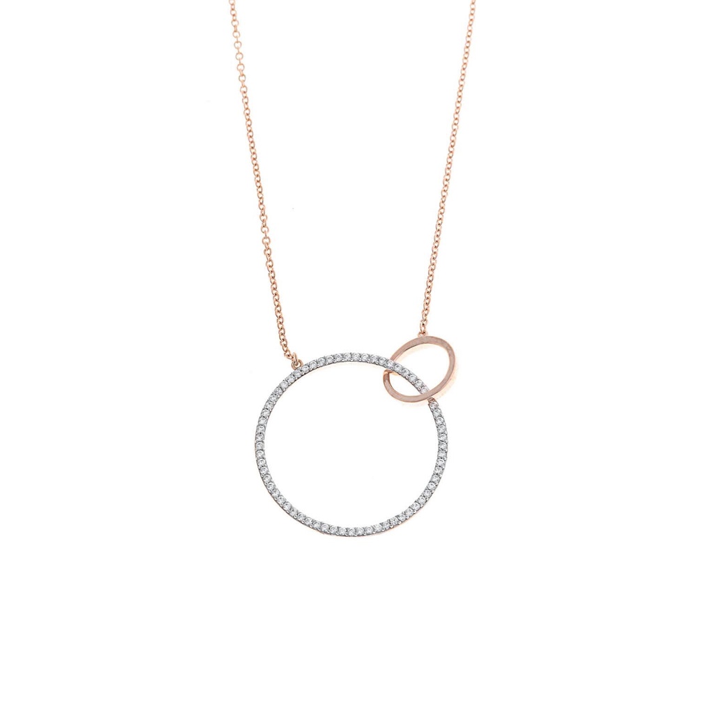 Collar Salvatore Plata Chapado Rose Dos Circulos 136C0088