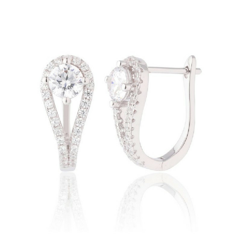 Pendientes Camaleoni Central Gota Plata Rodio WP118/LB