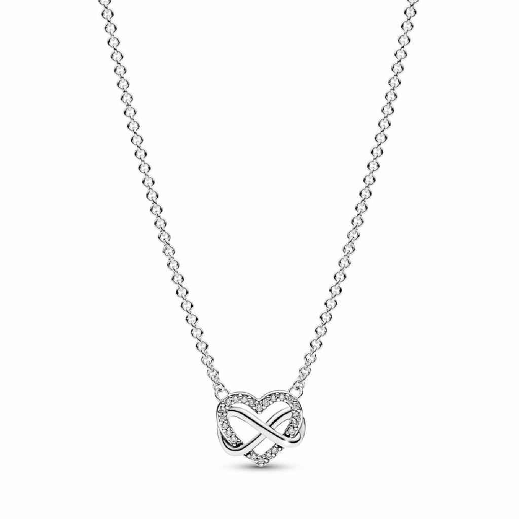 Collar Pandora Corazón Infinito Entrelazado Brillante