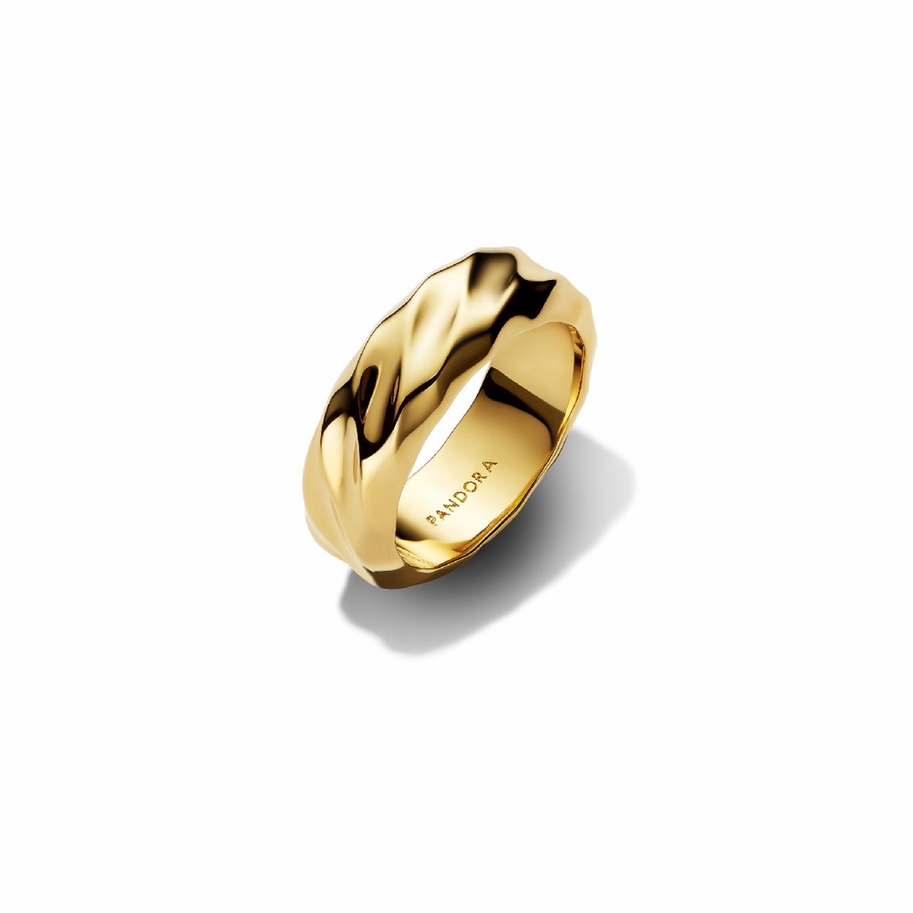Anillo Pandora Banda Ancha Ondulada Dorado 163886C00