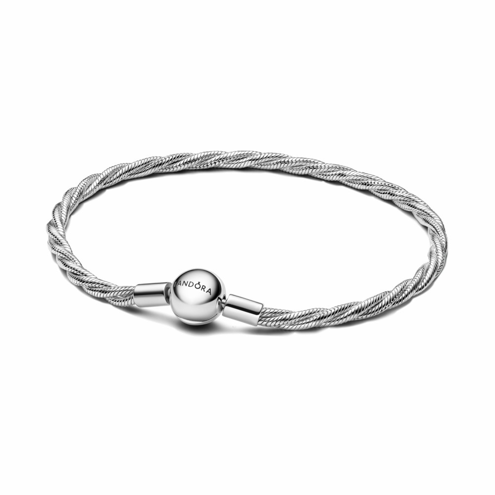 Pulsera Pandora Cadena de Serpiente Trenzada  Cierre Bola 