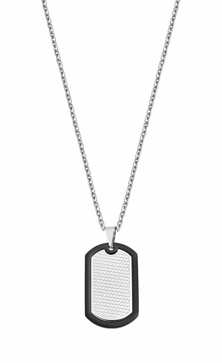 Collar Lotus Style Placa Militar Hombre Acero Inox LS2211-1/1
