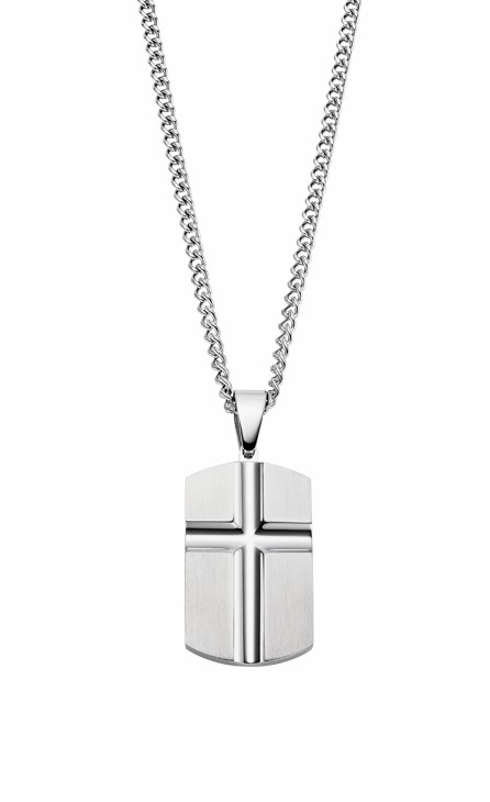 Collar Lotus Style Placa Cruz Hombre Acero Inox LS2279-1/1