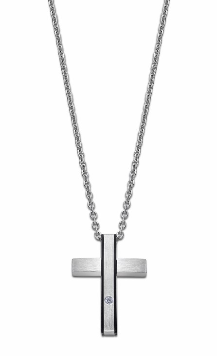 Collar Lotus Style Men In Black Cruz Acero Inox LS2369-1/1