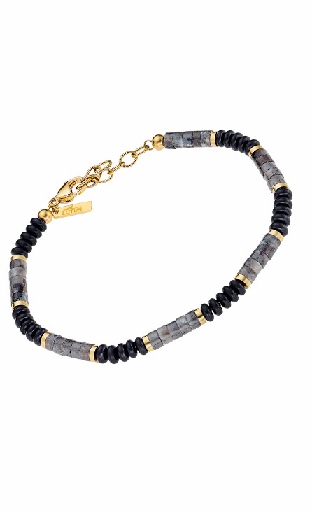 Pulsera Lotus Style Urban Man Acero Inox Abalorios Negro/Gris/Dorado LS2373-2/1