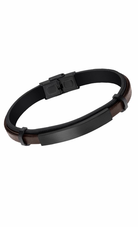 Pulsera Lotus Style Men Basic Acero y Piel Negra/Marrón LS2401-2/2