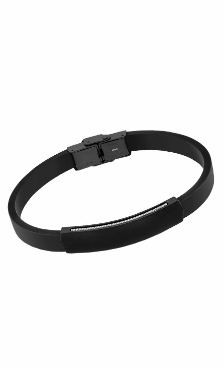 Pulsera Lotus Style Men Basic Acro y Piel Nega LS2402-2/1