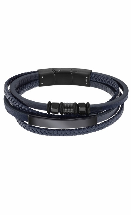 Pulsera Lotus Style Men Basic Acero y Piel Azul LS2407-2/1