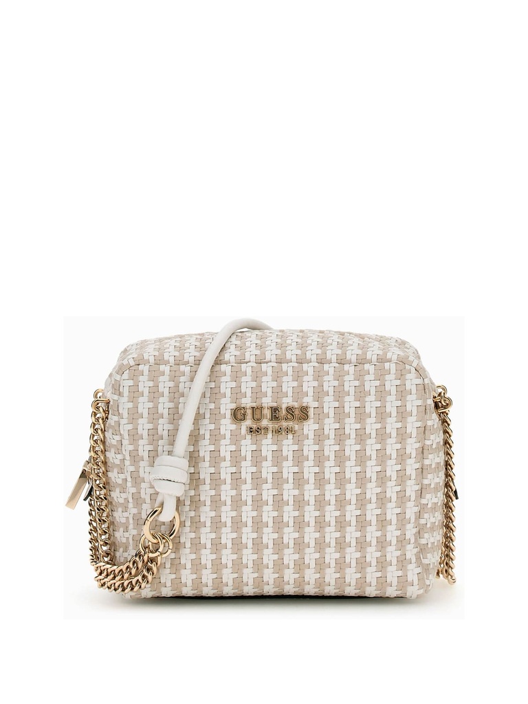Bolso Guess Mini Bandolera Mirema Trenzada Blanco Multi HWWG9631140-WML