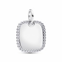 Colgante Pandora Etiqueta Grabable Cuadrada Brillante Plata de primera ley