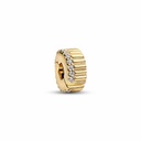 Charm Pandora Clip con Ranuras Brillantes en Dorado y Circonitas 764078C01
