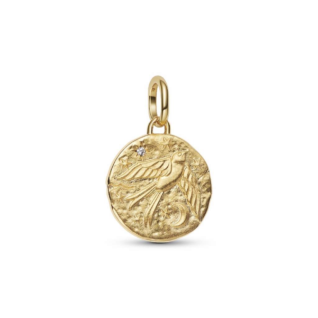 Charm Pandora Talismán Ave y Astro en Metal Dorado 764082C01