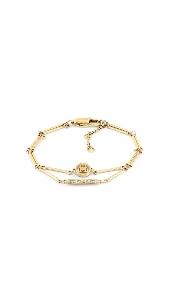Pulsera Tommy Hilfiger Bar Chain Acero Inox. Dorado y Detalles de Cristales Mujer 2781000