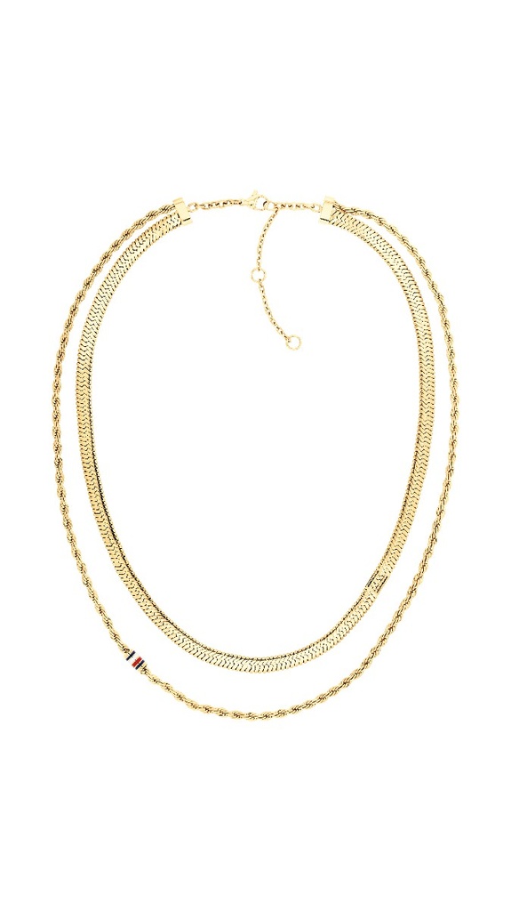 Collar Tommy Hilfiger Doble Cadena Acero Inox. Dorado Mujer 2780980