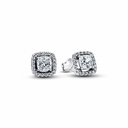 Pendientes Pandora Botón Halo Blanco Cuadrado Brillante 293551C02