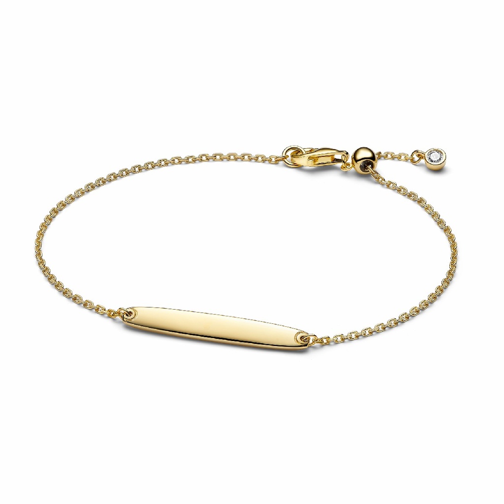 Pulsera Pandora de Cadena Barra Grabable Recubrimiento en oro de 14k