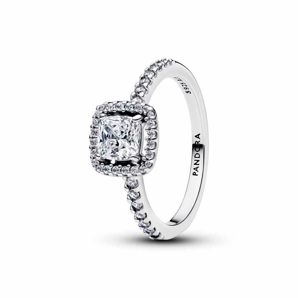 Anillo Pandora Halo Cuadrado Brillante 193555C02
