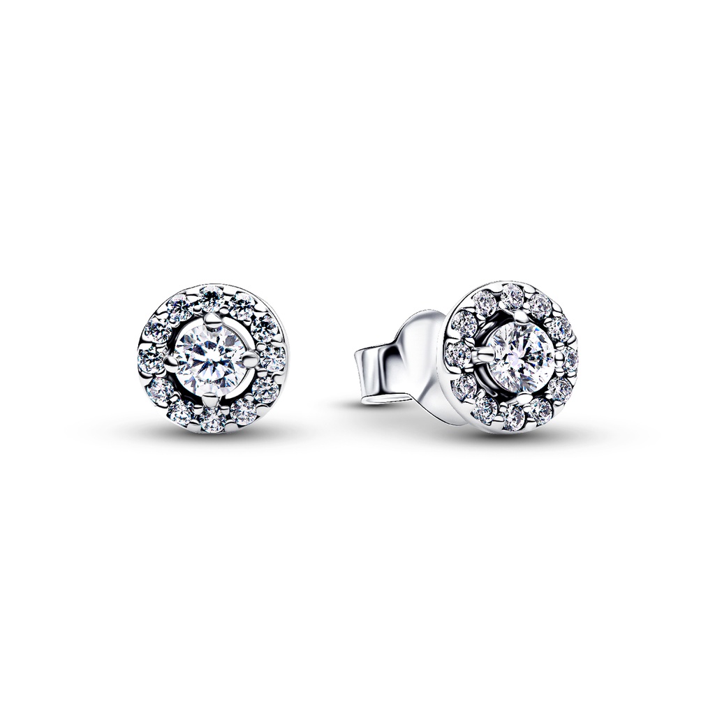 Pendientes Pandora Botón Halo Redondo Pavé  293019C01