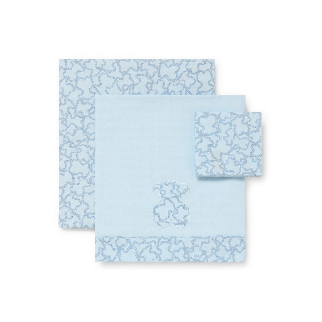 Juego Sábanas Tous Baby Tres Piezas Mini Cuna Celeste HKAOS-1402-67